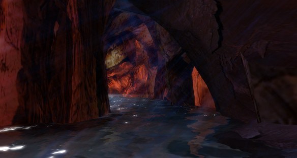 Entrance to new cavern rooms from the main waterway through Calas Caverns